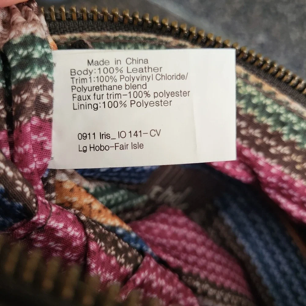 The Sak Iris Fair Isle Leather Hobo Shoulder Bag Brown Knit  NWT MSRP‎ $129
